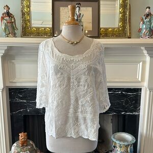 NWOT “Amber Shea” white crochet lace blouse